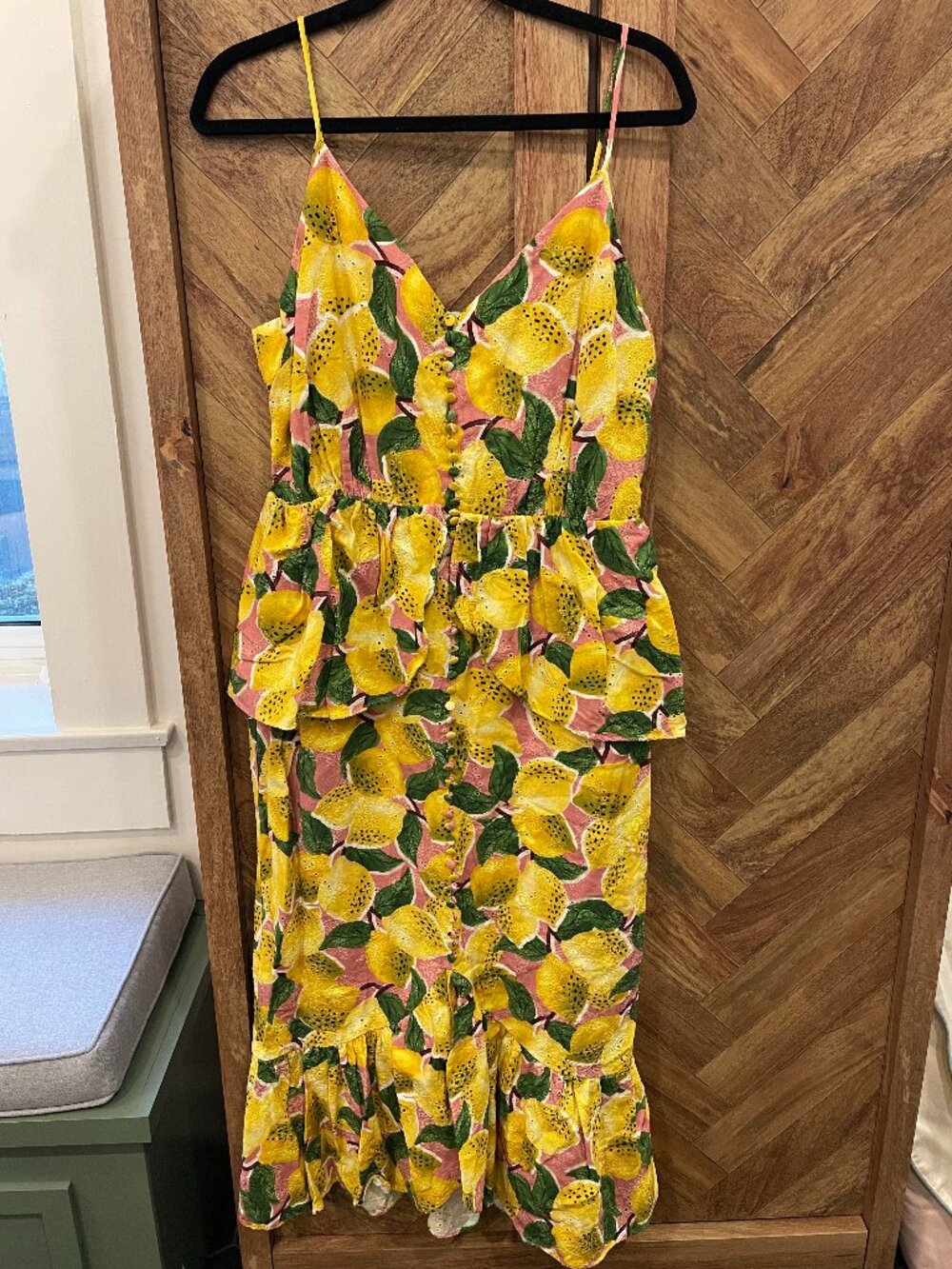 Farm Rio Lemon Peplum Dress Size L